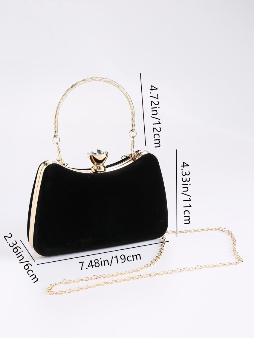 Mini Rhinestone Decor Chain Box Bag
