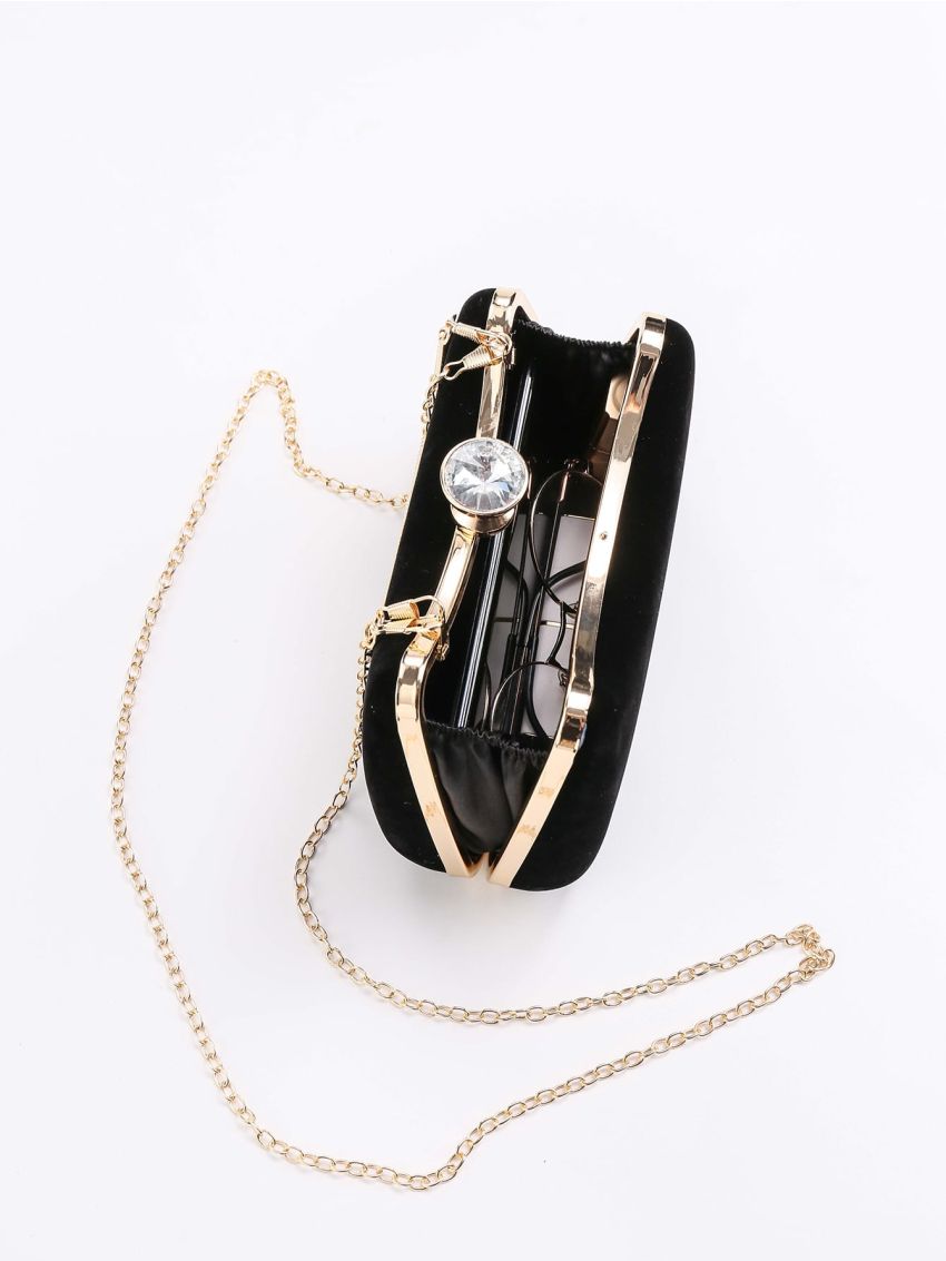 Mini Rhinestone Decor Chain Box Bag
