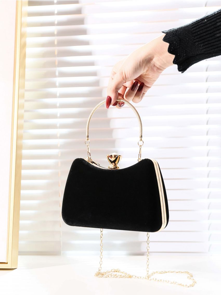 Mini Rhinestone Decor Chain Box Bag