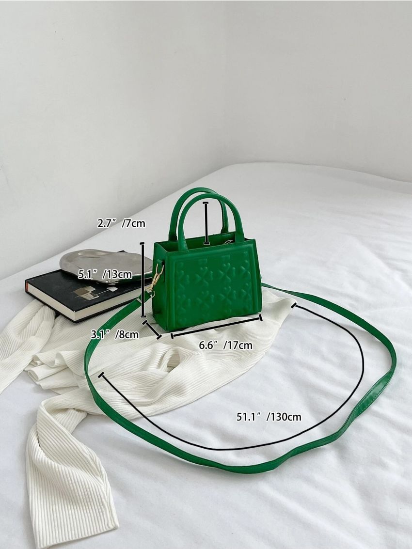 Mini Heart Embossed Square Bag