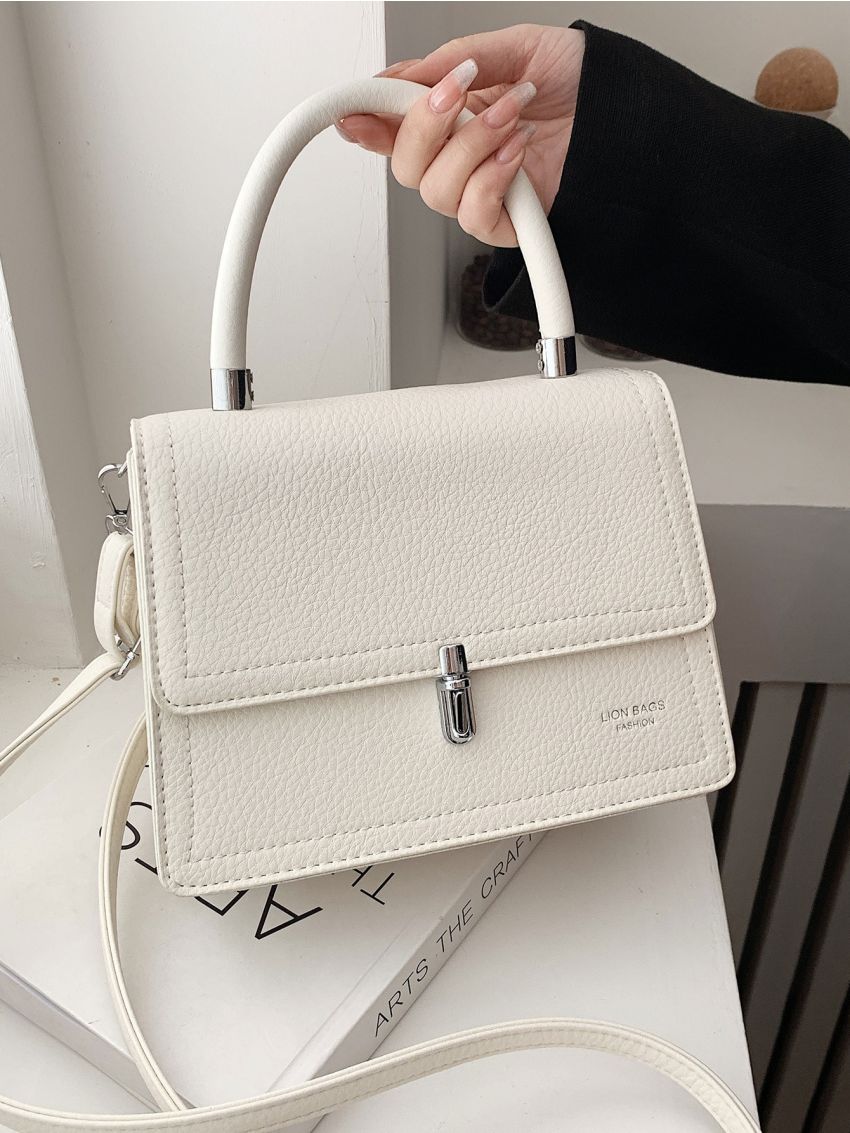 Letter Graphic Flap Square Bag