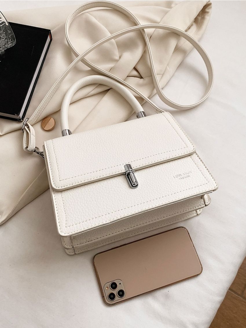 Letter Graphic Flap Square Bag