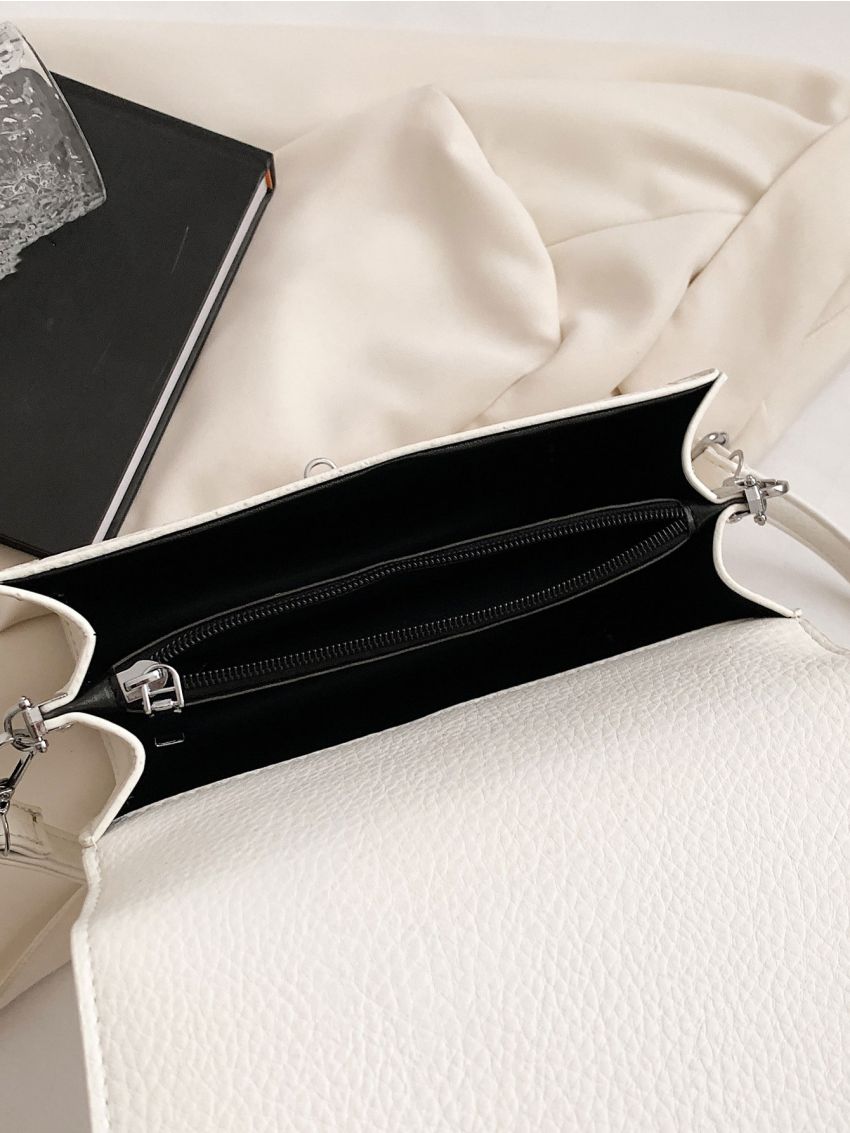 Letter Graphic Flap Square Bag