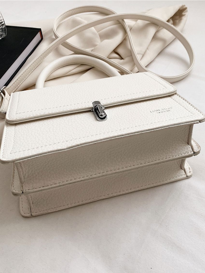 Letter Graphic Flap Square Bag