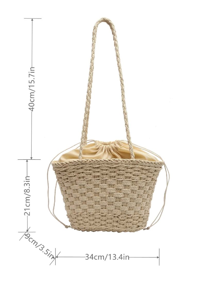 Drawstring Design Straw Bag