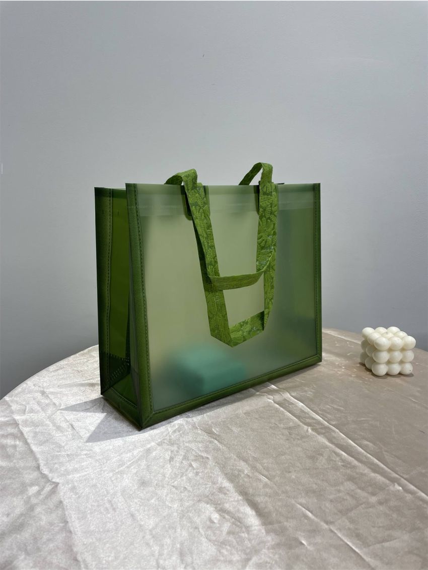 Tropical Leaf Pattern Waterproof Beach Bag, Clear Bag