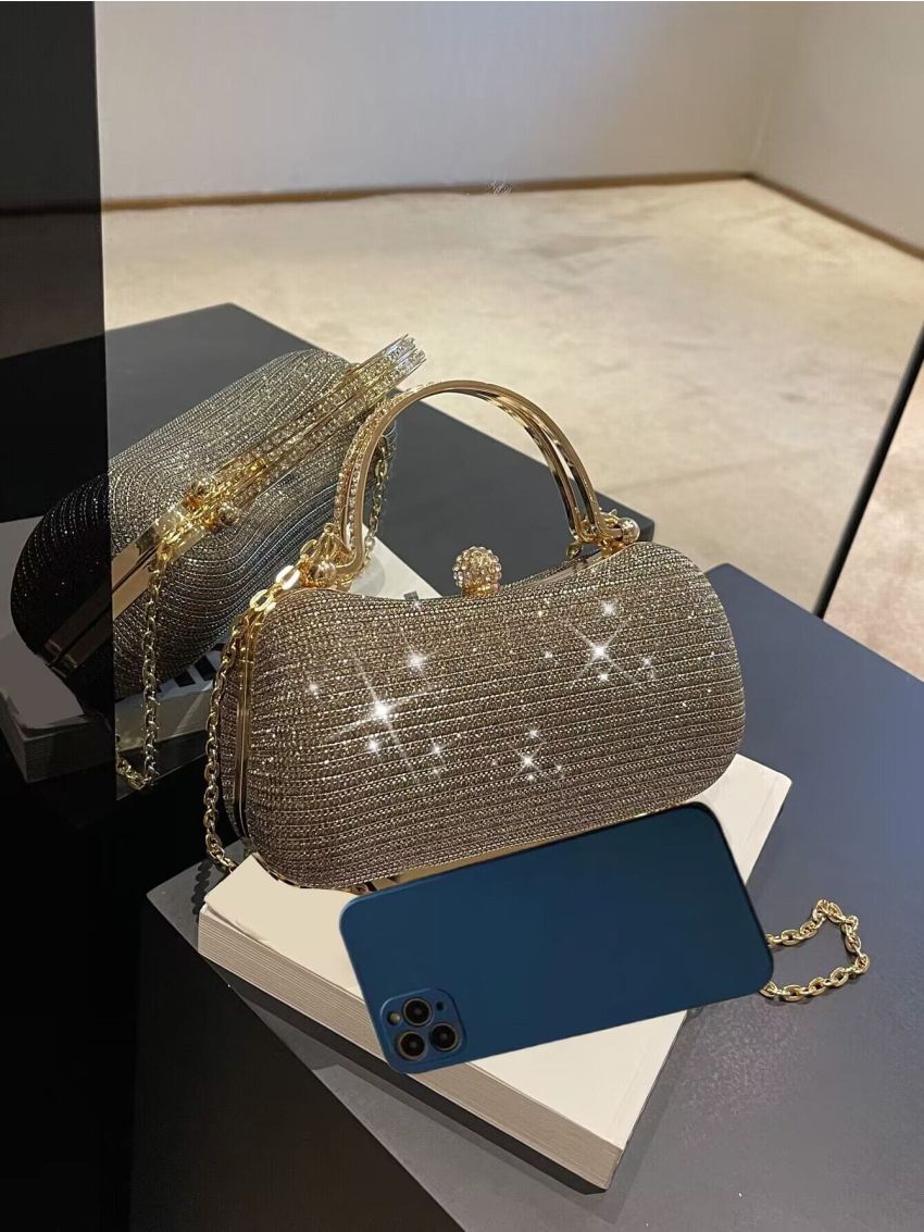 Mini Glitter Design Rhinestone Decor Box Bag