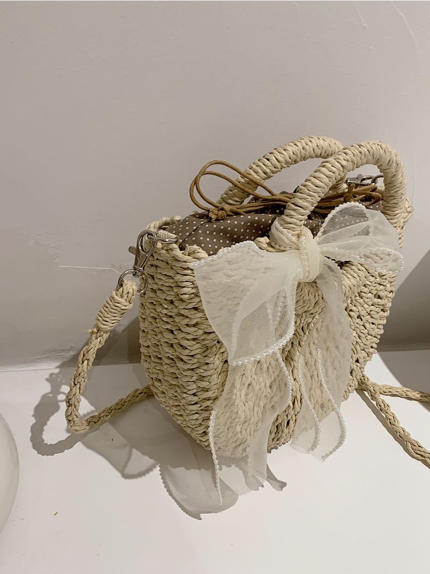 Twilly Scarf Decor Straw Bag