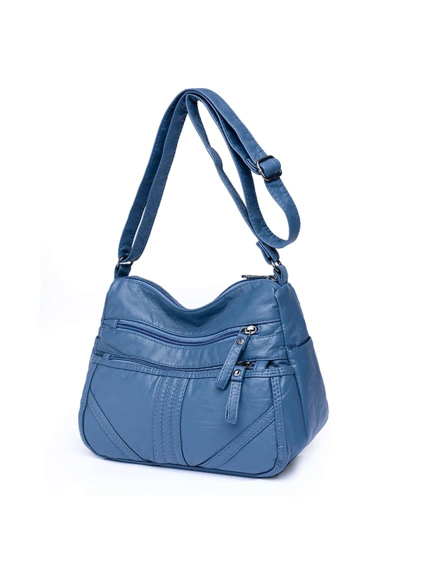 Multi Zipper Adjustable Strap Hobo Bag