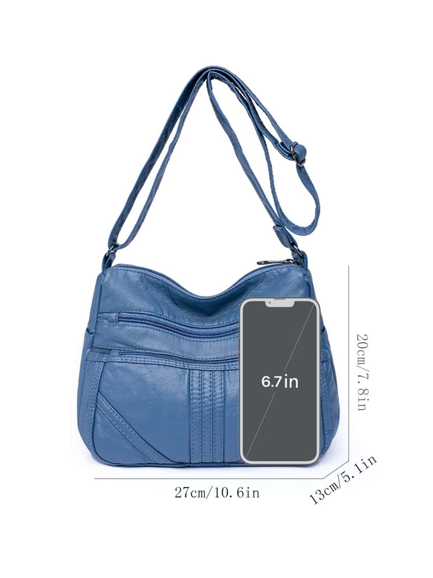 Multi Zipper Adjustable Strap Hobo Bag