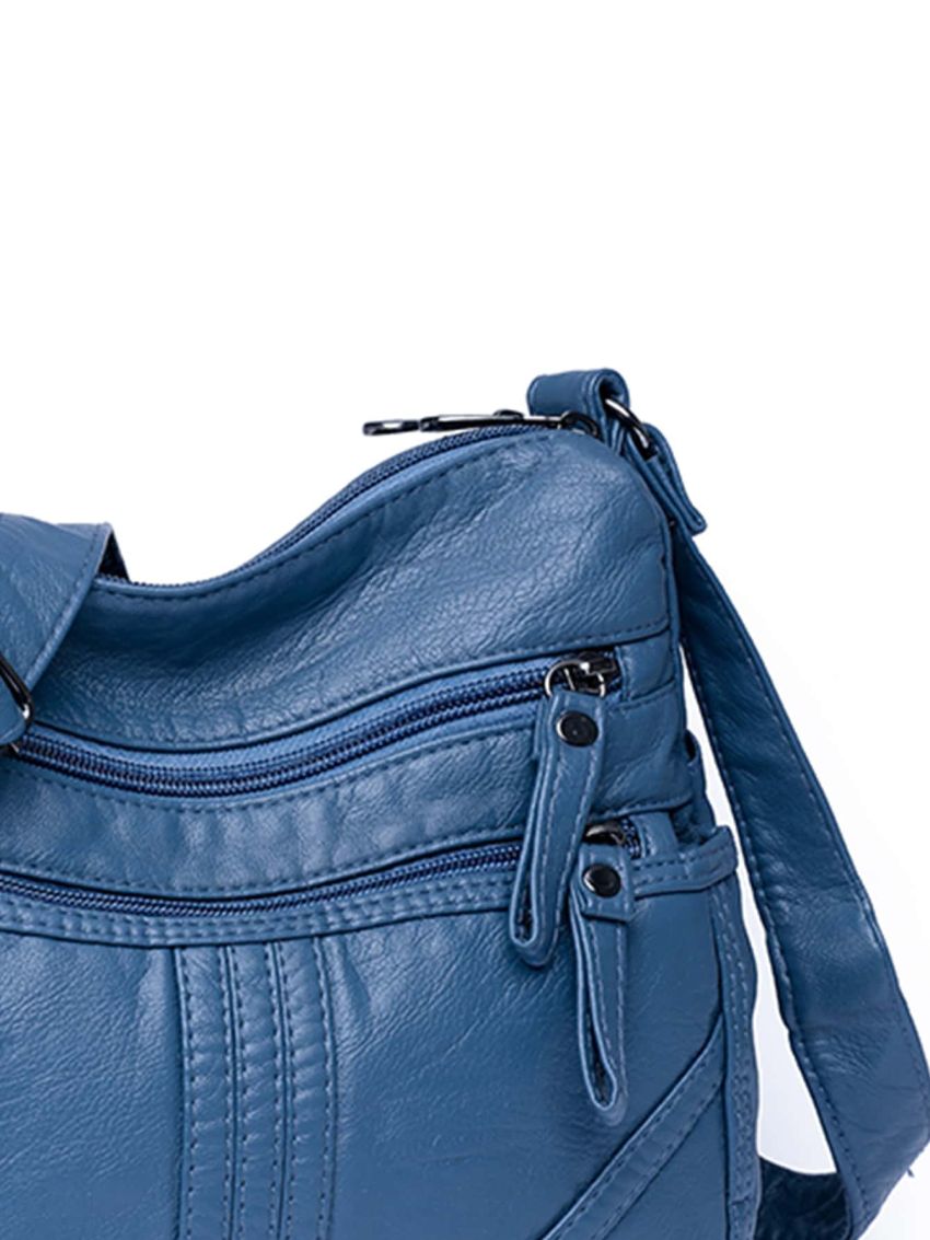 Multi Zipper Adjustable Strap Hobo Bag