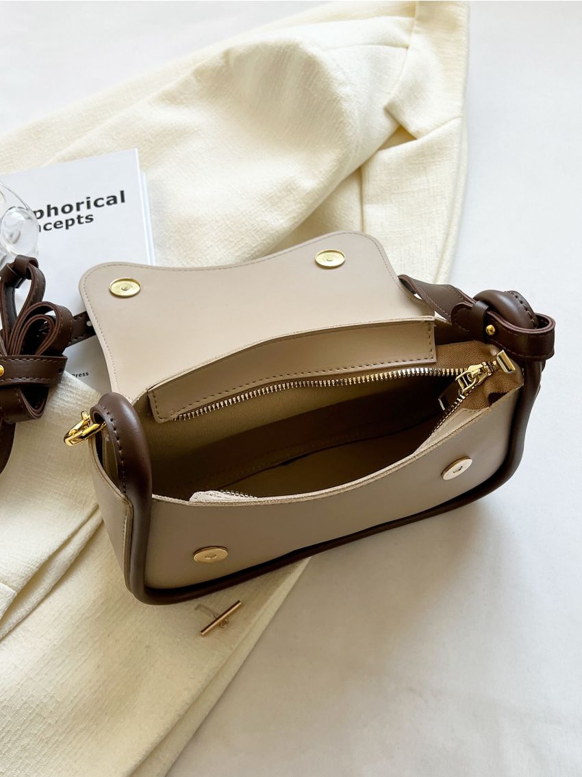 Letter Embossed Chain Decor Flap Square Bag