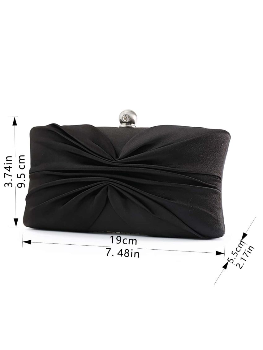 Mini Rhinestone Decor Ruched Detail Chain Box Bag