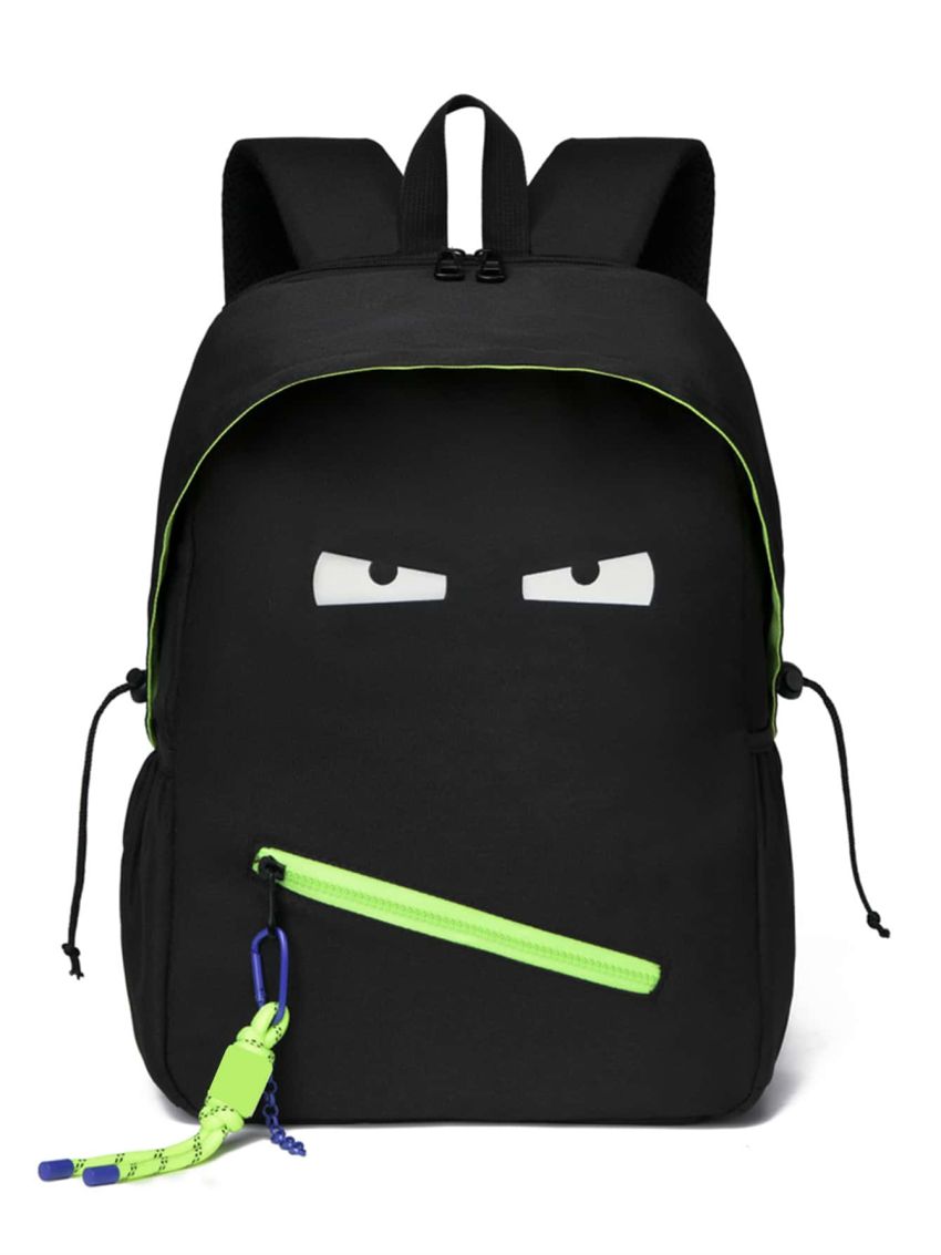 Cartoon Expression Pattern Classic Backpack With Bag Charm