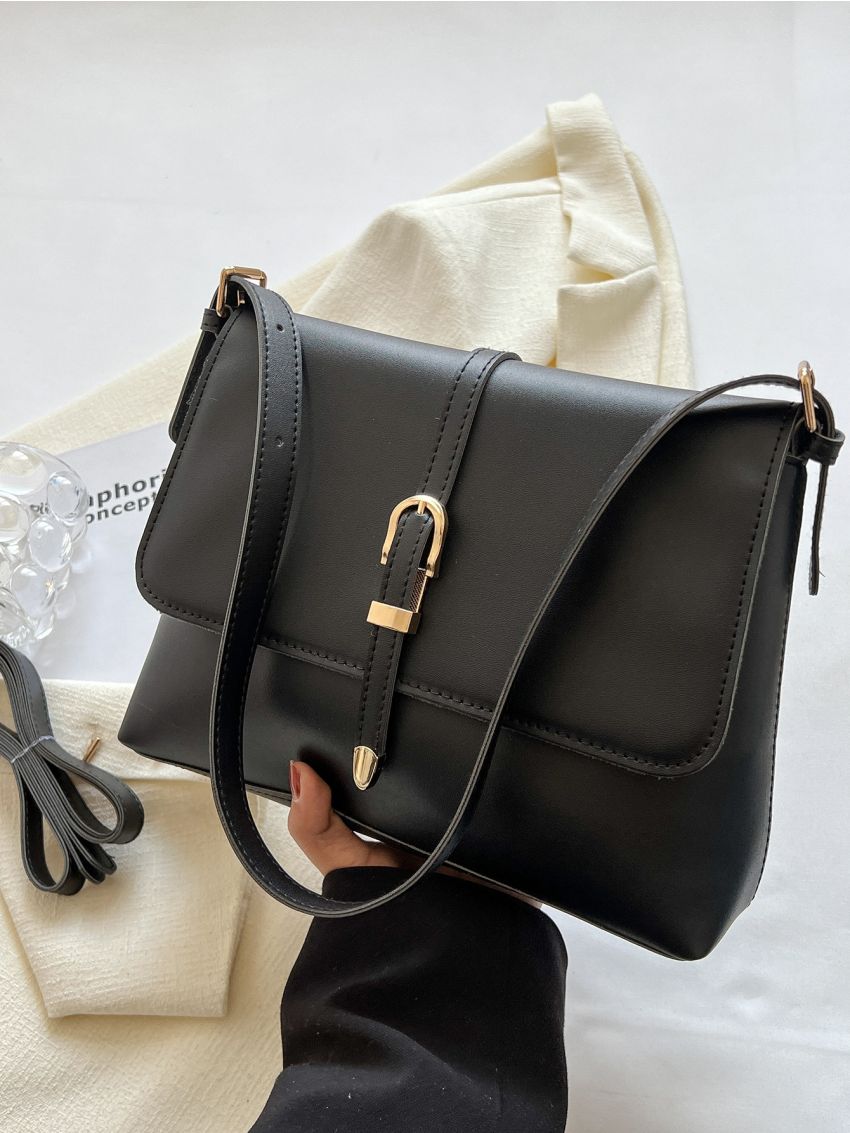 Buckle Decor Flap Square Bag