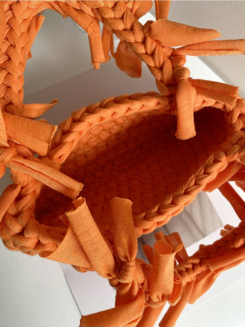 Neon Orange Tassel Decor Crochet Bag