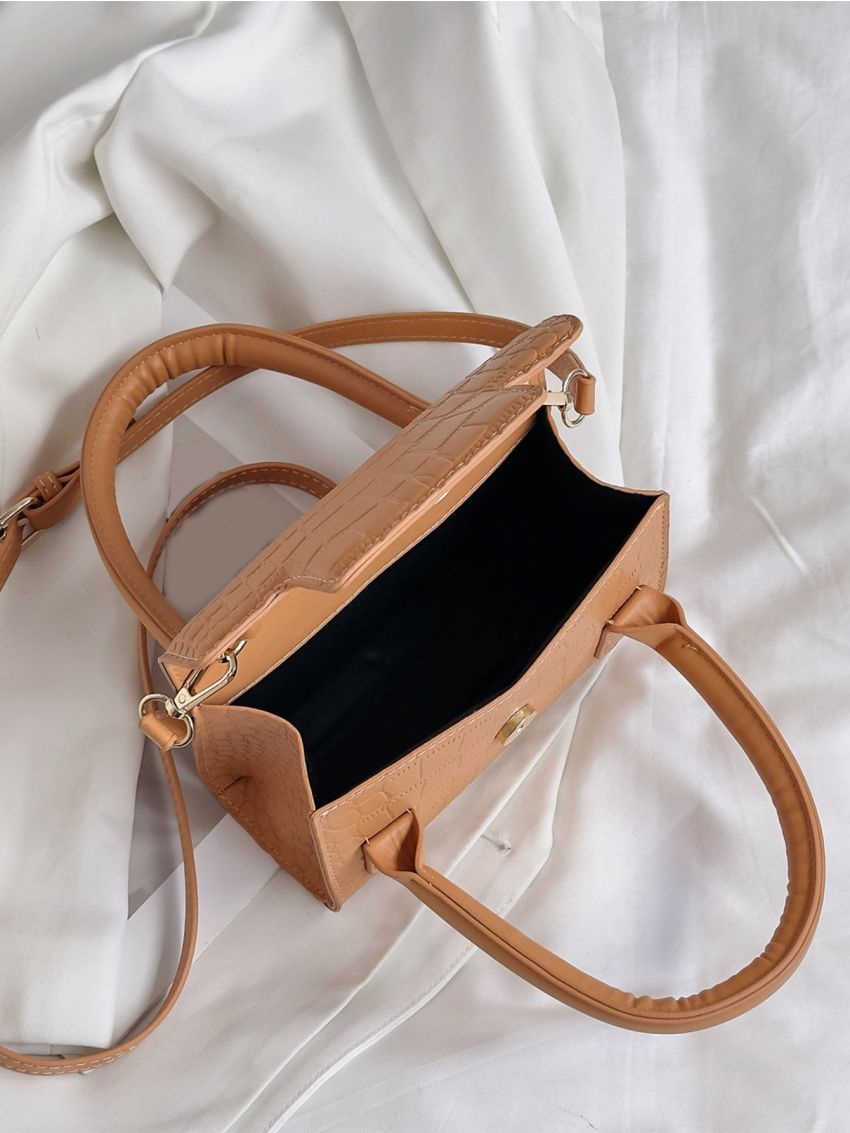 Mini Crocodile Embossed Flap Square Bag