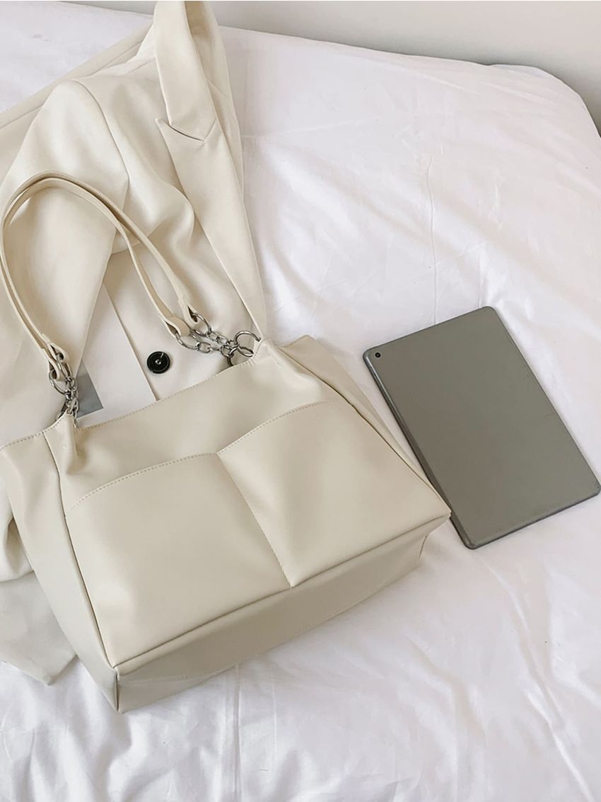 Chain Decor Shoulder Tote Bag