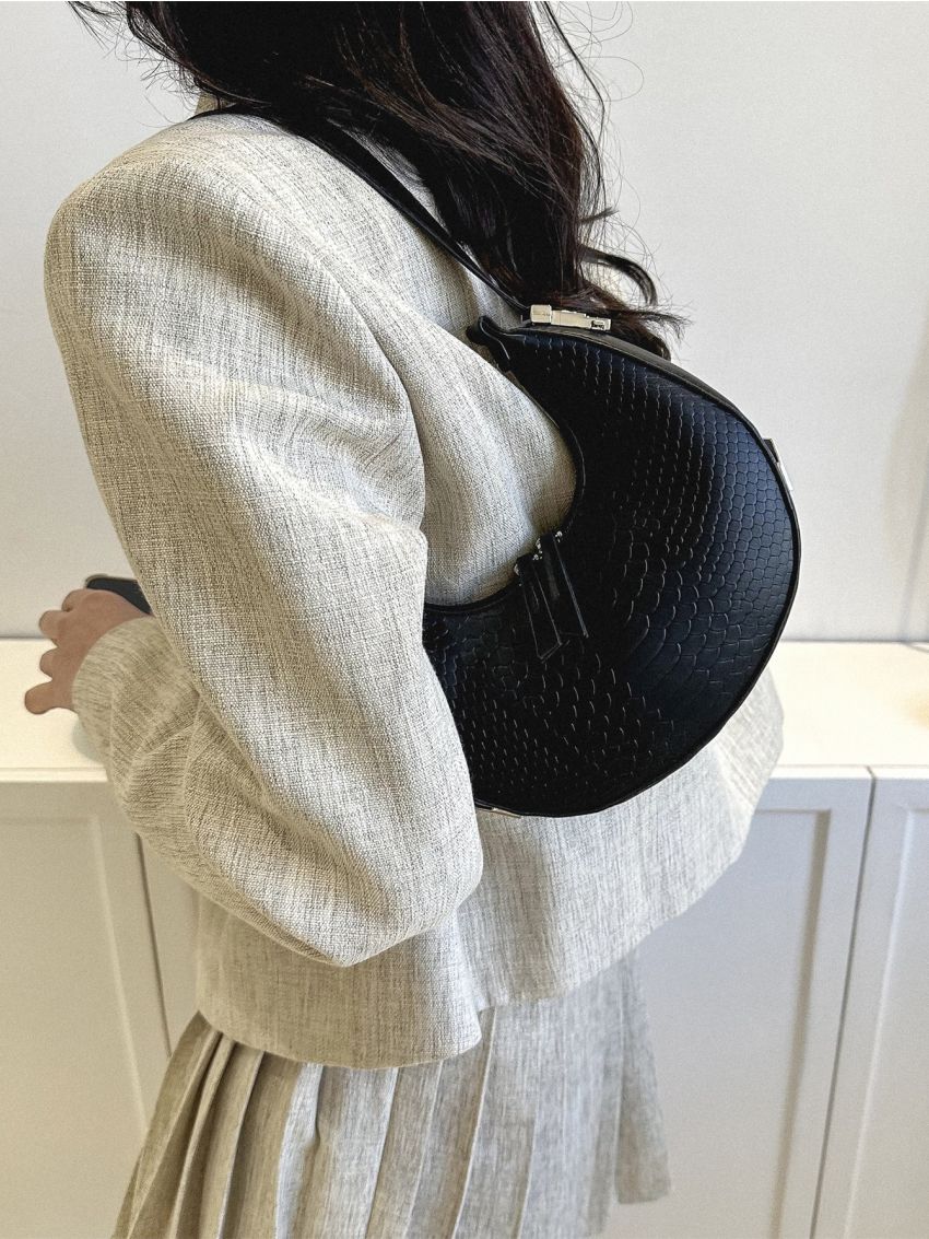 Mini Snakeskin Print Hobo Bag