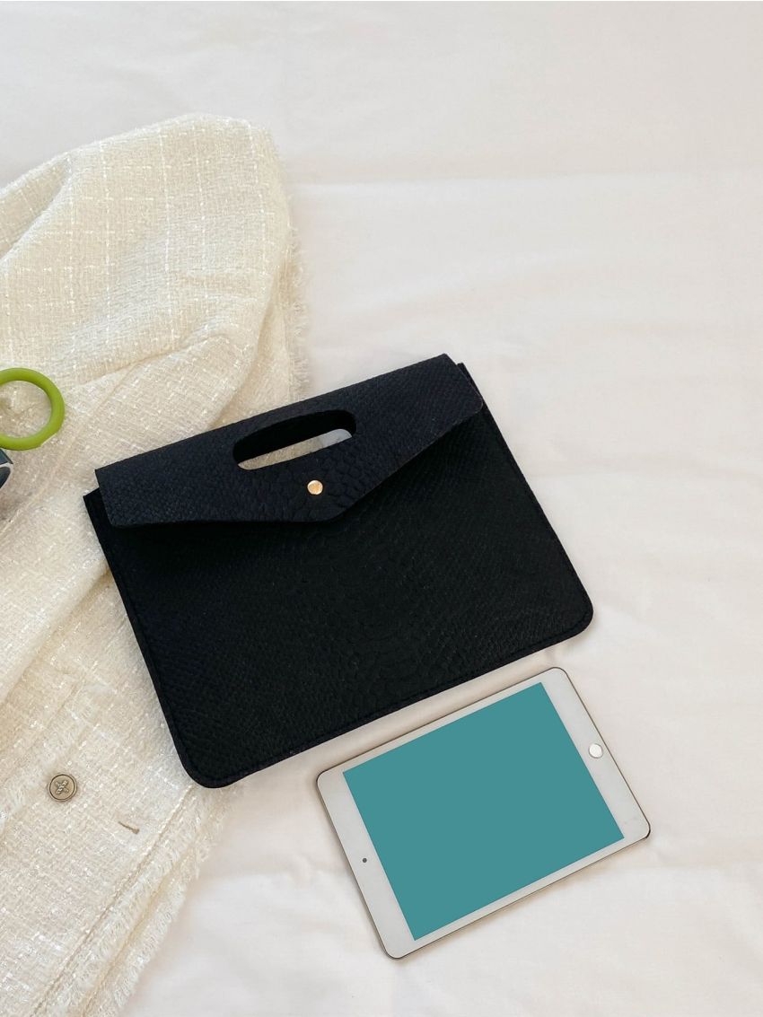 Snakeskin Embossed Flap Envelope Bag