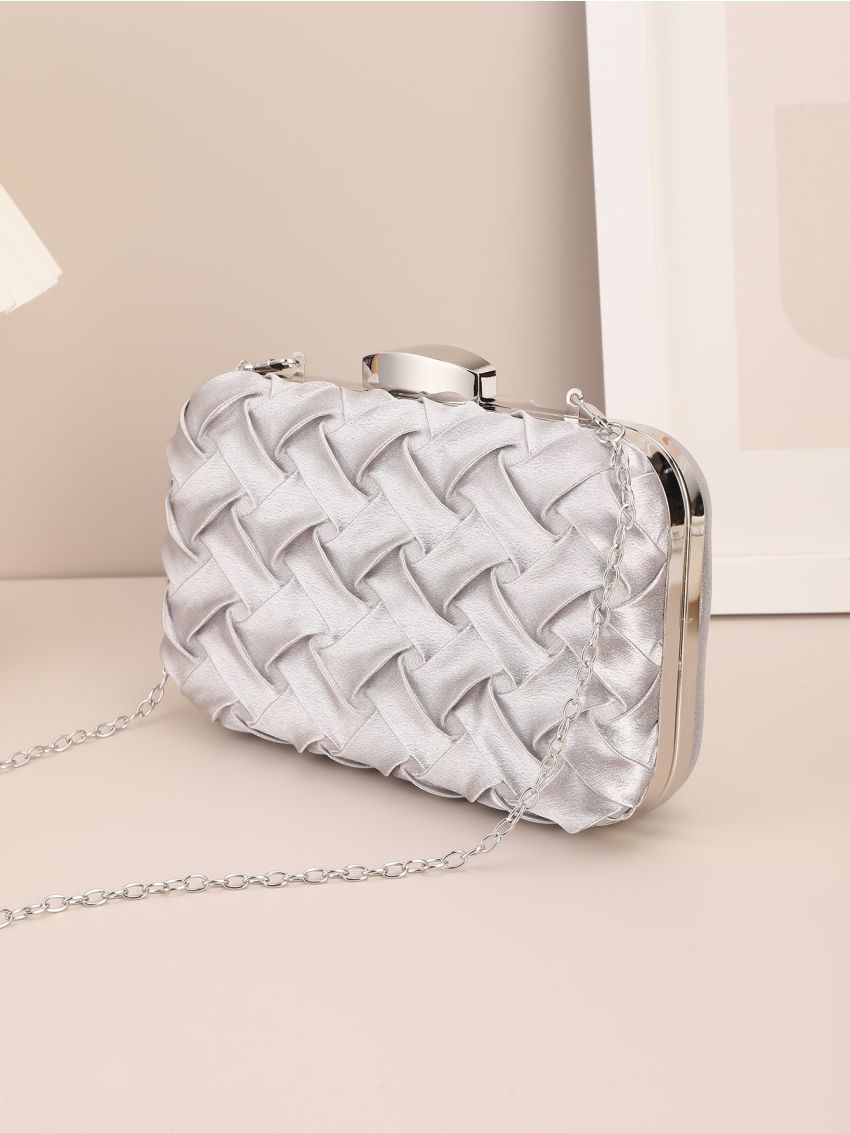 Mini Metallic Braided Detail Chain Box Bag