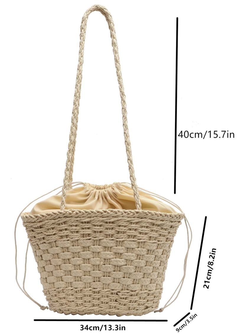 Minimalist Drawstring Design Straw Bag