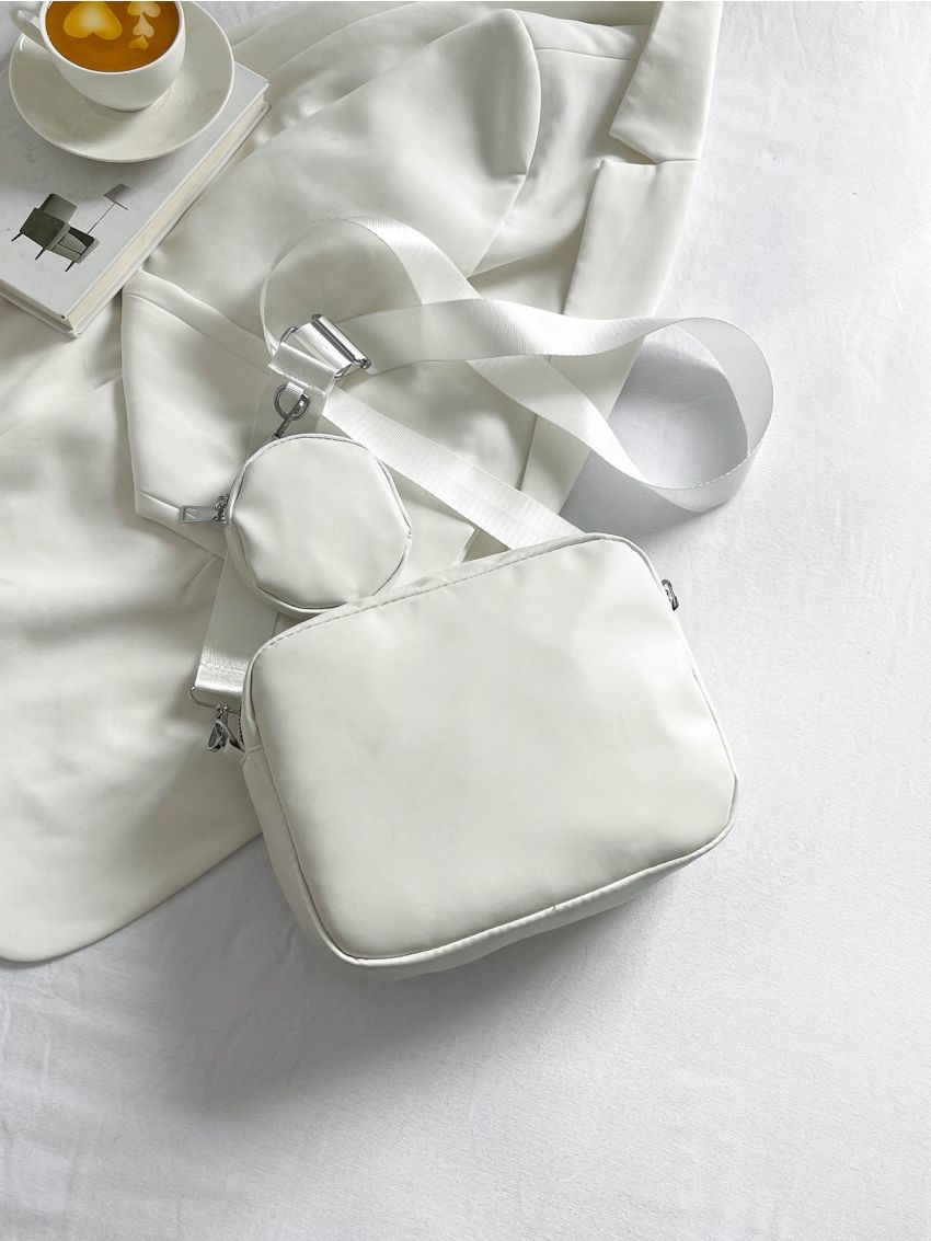 Quilted Metal Decor Square Bag With Coin Purse