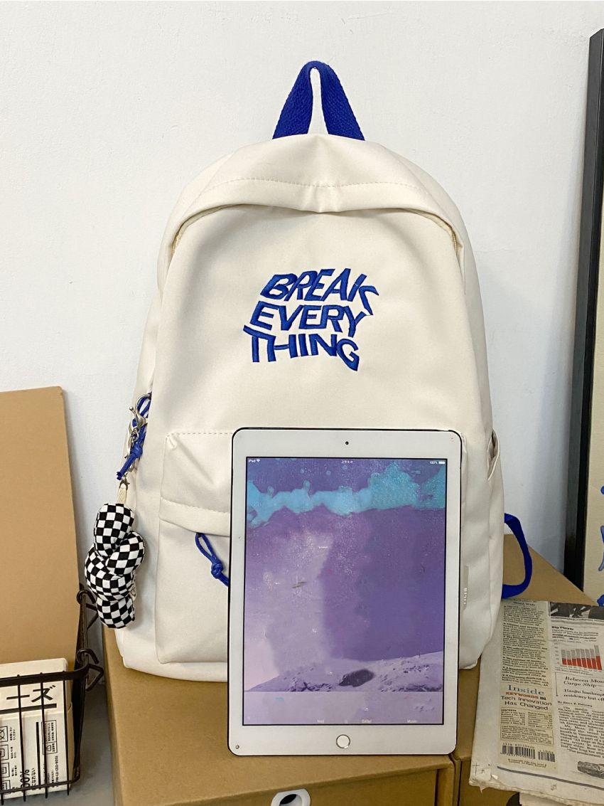 Embroidered Letter Graphic Classic Backpack