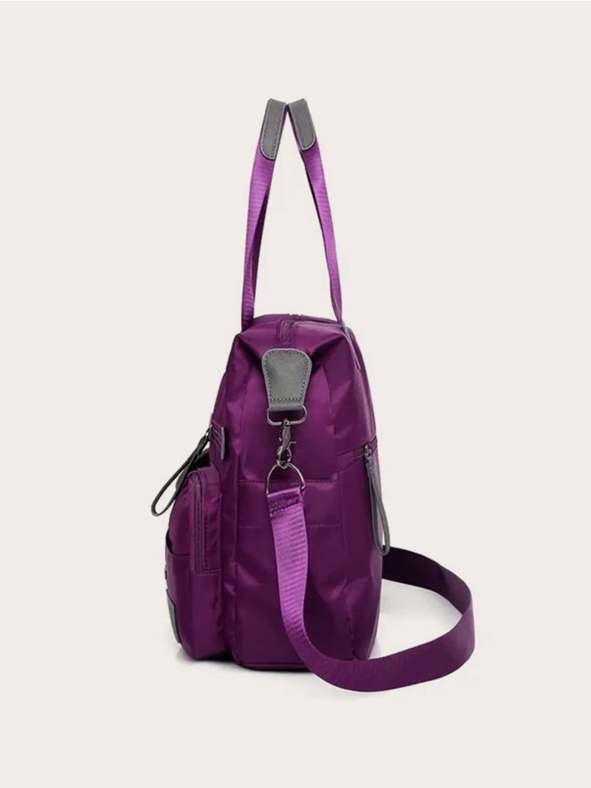 Versatile Waterproof Nylon Hand Bag, Women's Multi Pockets Shoulder Crossbody Purse For Travel Colorblock Pocket Front Shoulder Tote Bag, Mothers Day Gift For Mom