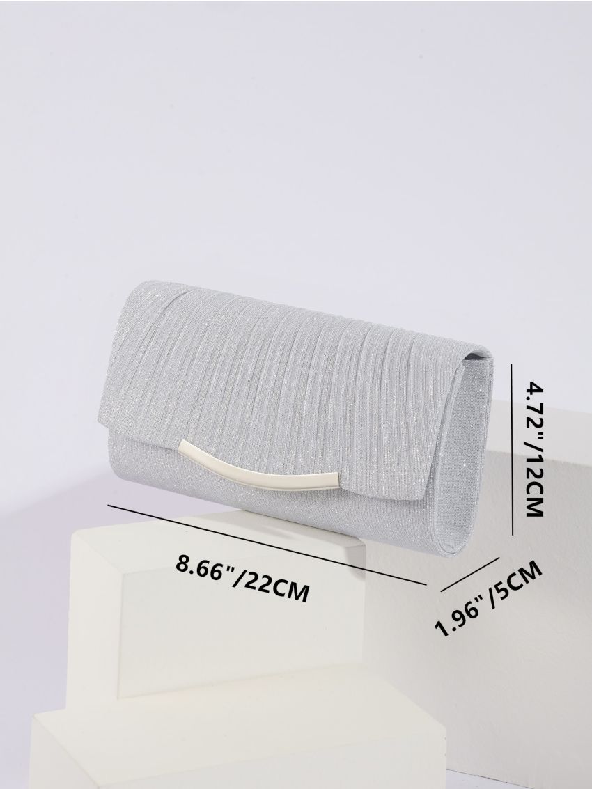 Metal Decor Glitter Chain Flap Square Bag