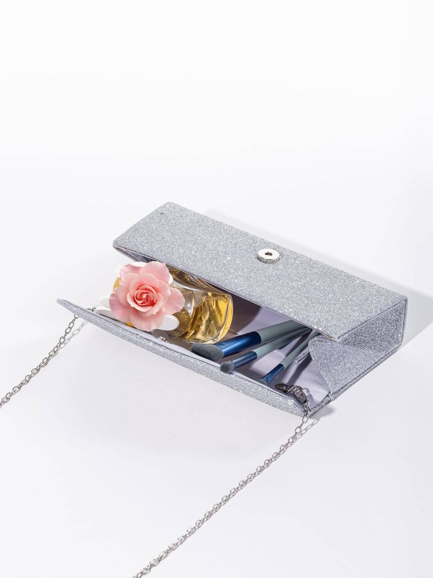 Glitter Flap Chain Square Bag