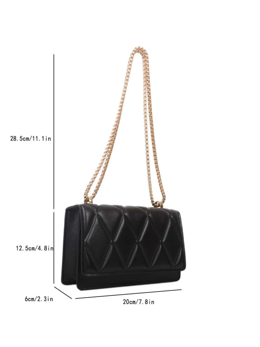 Mini Embossed Detail Chain Flap Square Bag