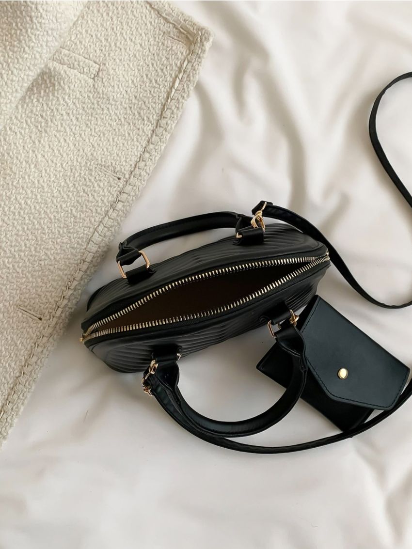 Chevron Dome Bag With Small Pouch