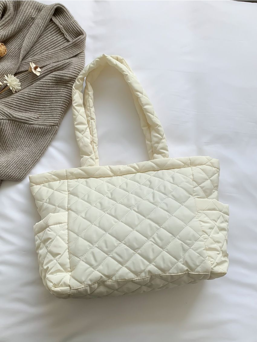Quilted Detail Shoulder Tote Bag