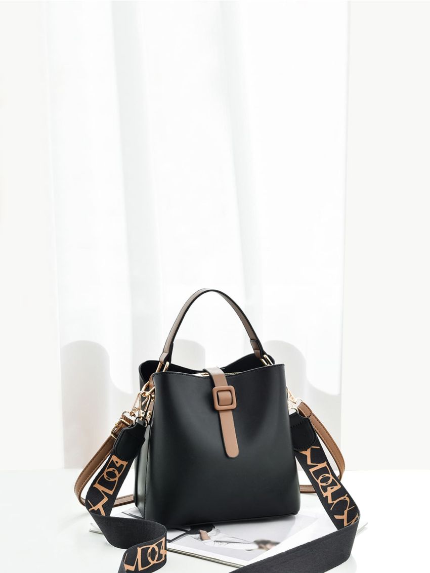 Mini Buckle Detail Top Handle Bucket Bag