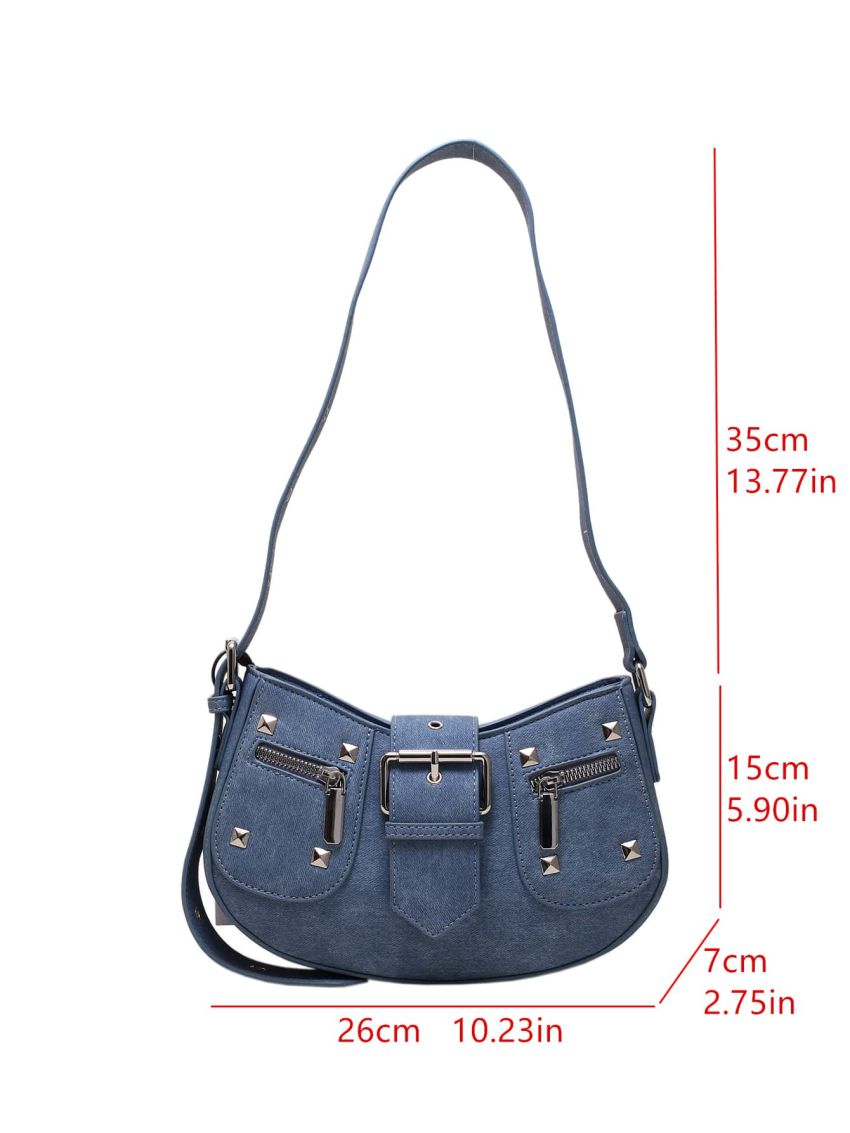 Studded Decor Hobo Bag