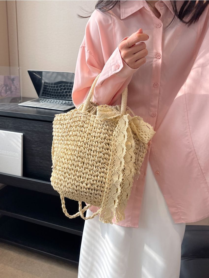 Twilly Scarf Decor Straw Bag