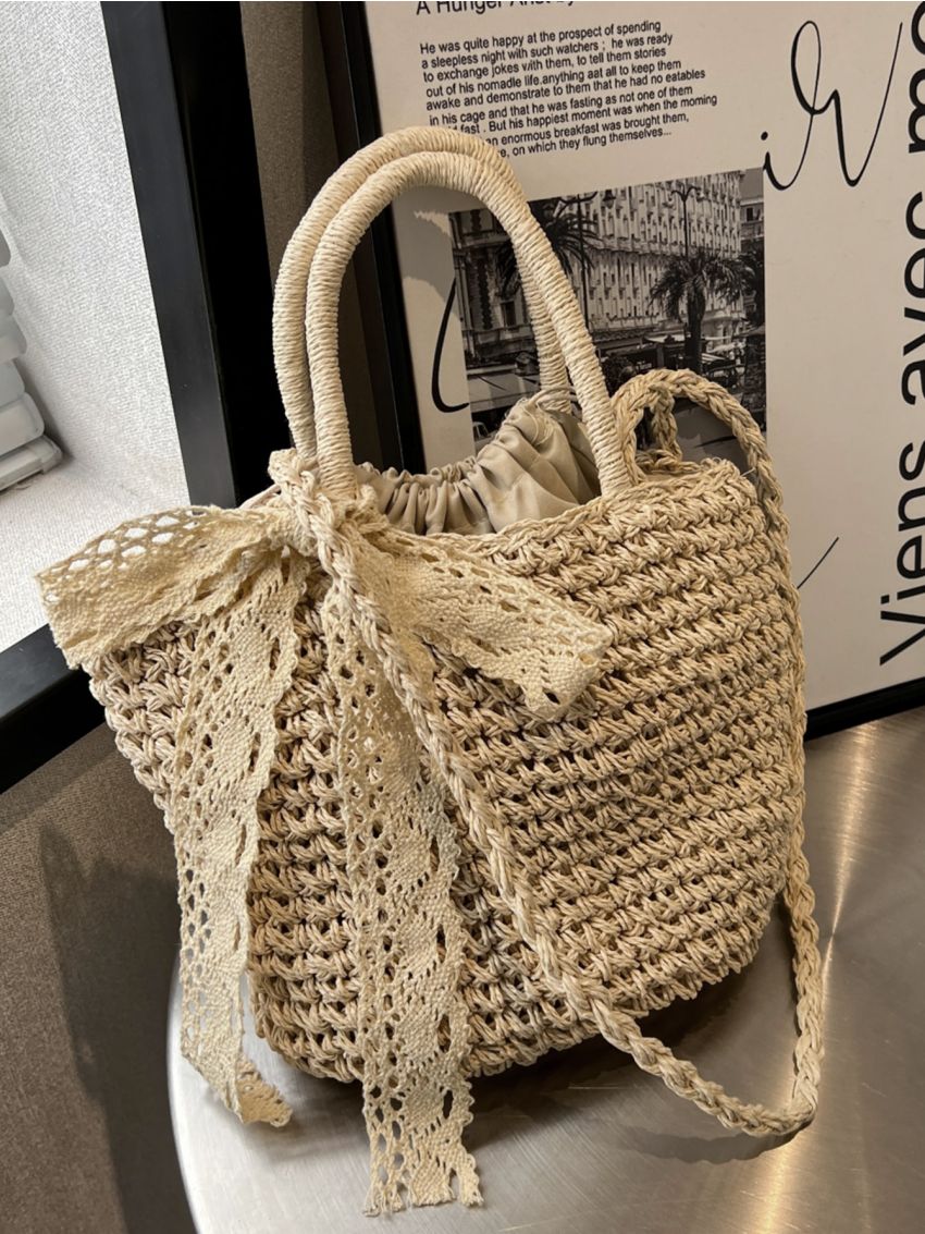 Twilly Scarf Decor Straw Bag