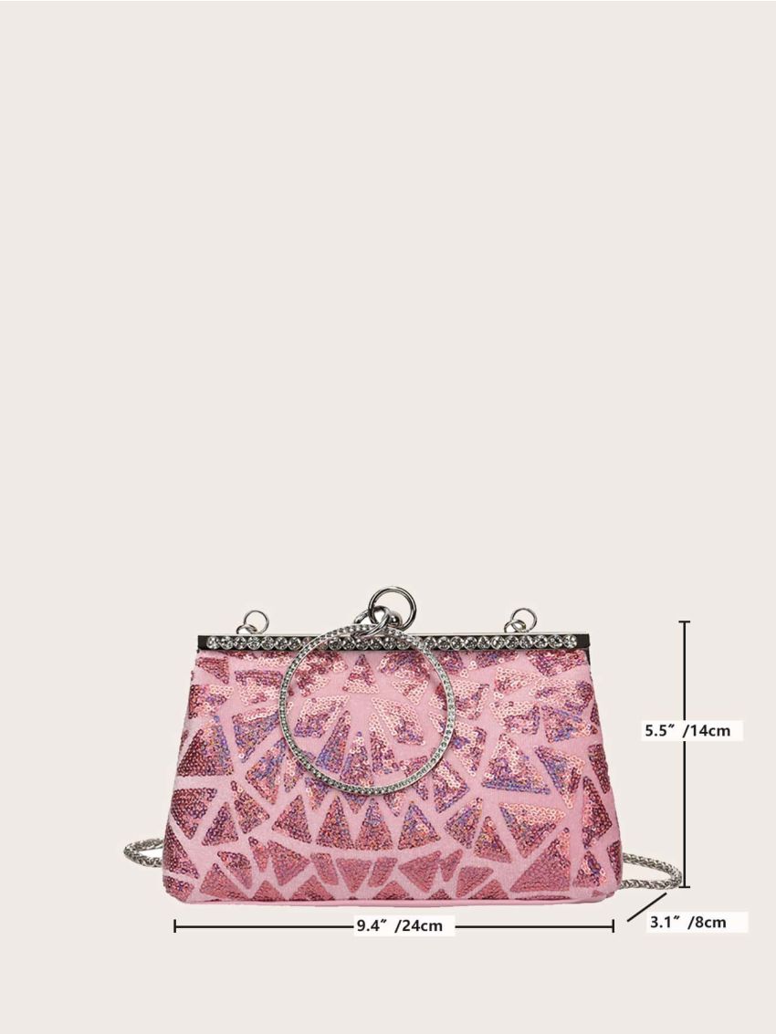 Sequin Decor Kiss Lock Evening Bag