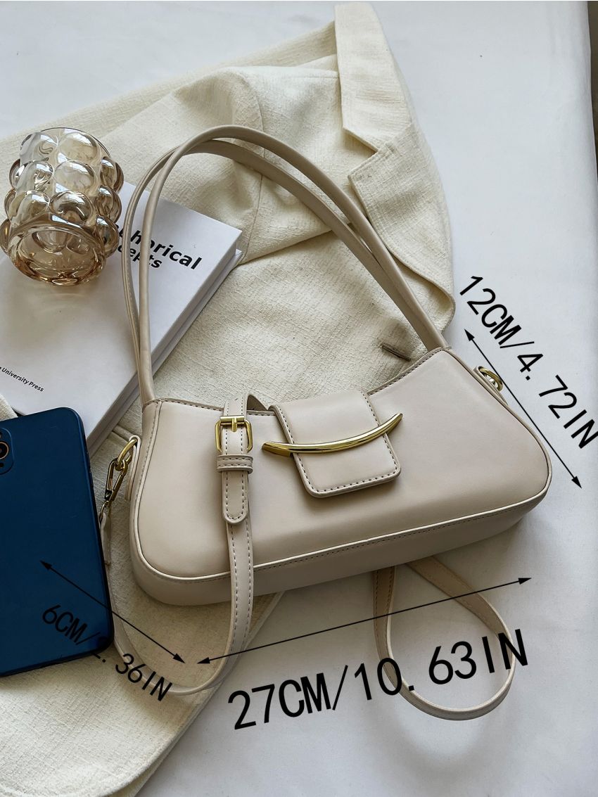 Metal Decor Baguette Bag