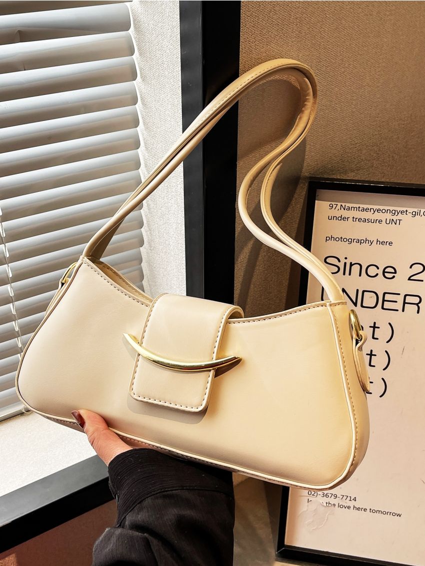 Metal Decor Baguette Bag