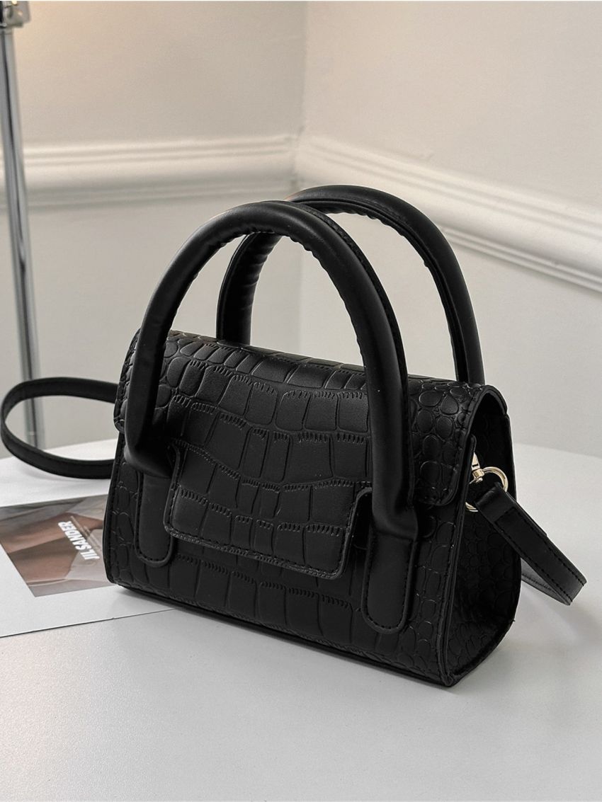 Mini Crocodile Embossed Flap Square Bag