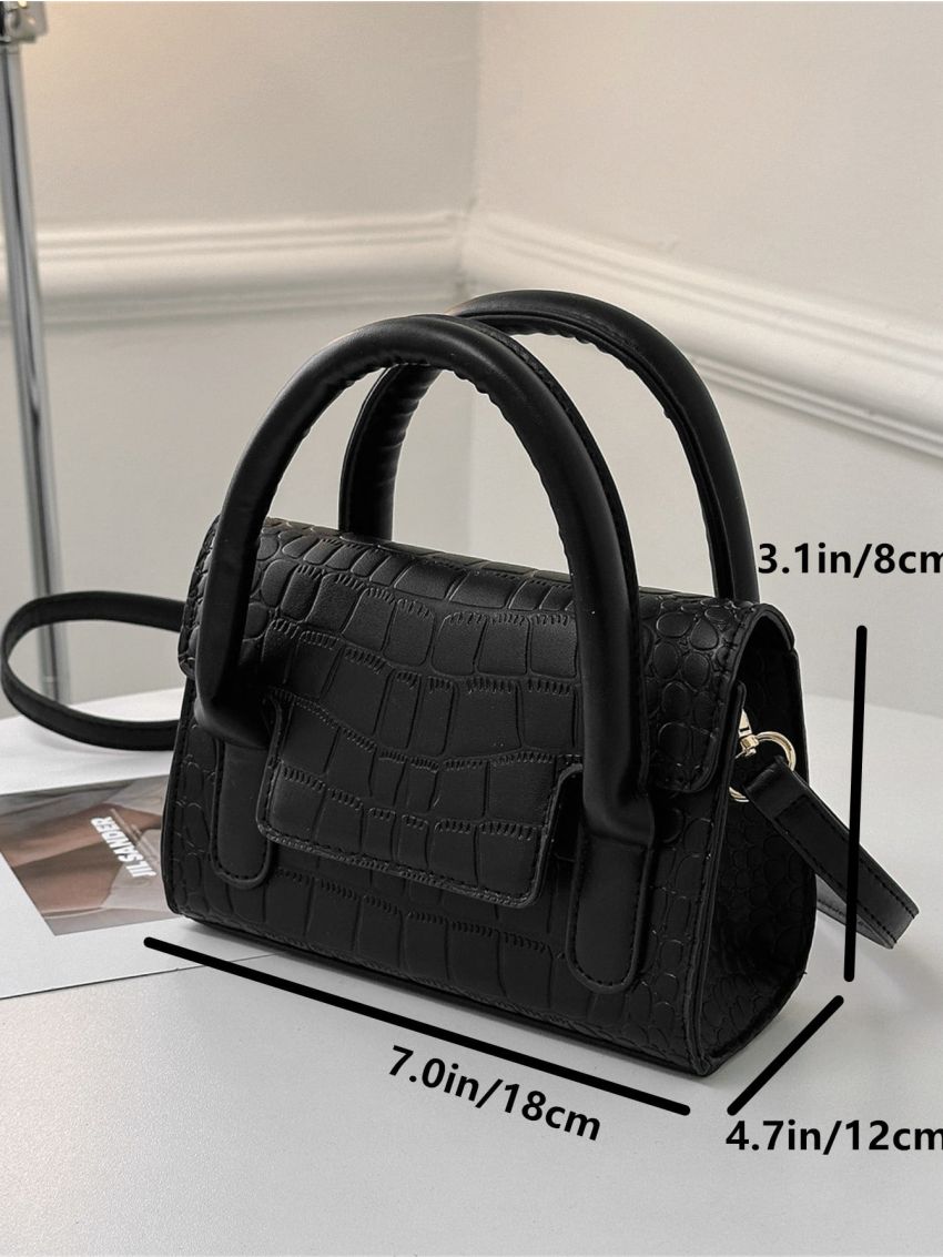 Mini Crocodile Embossed Flap Square Bag