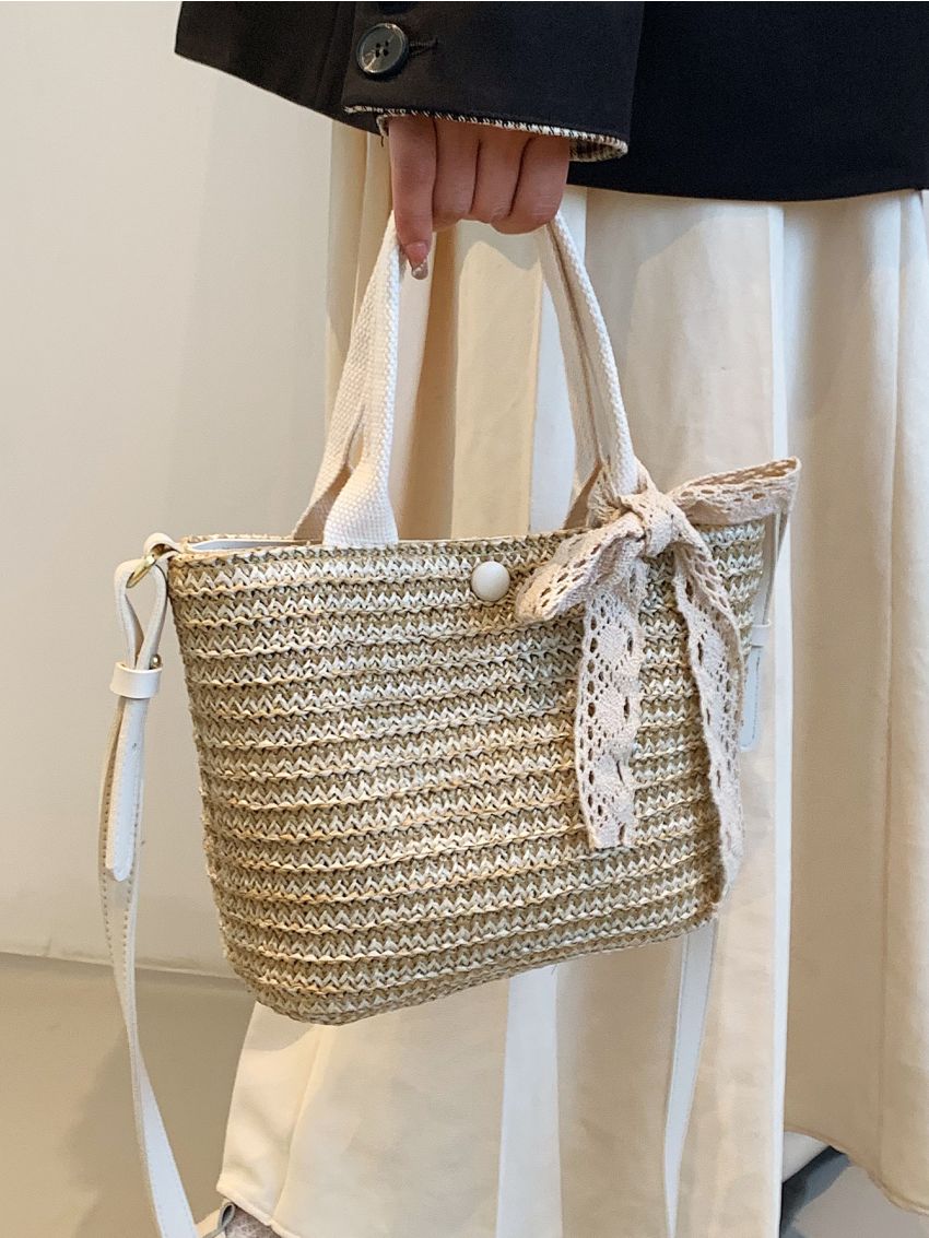 Twilly Scarf Decor Straw Bag