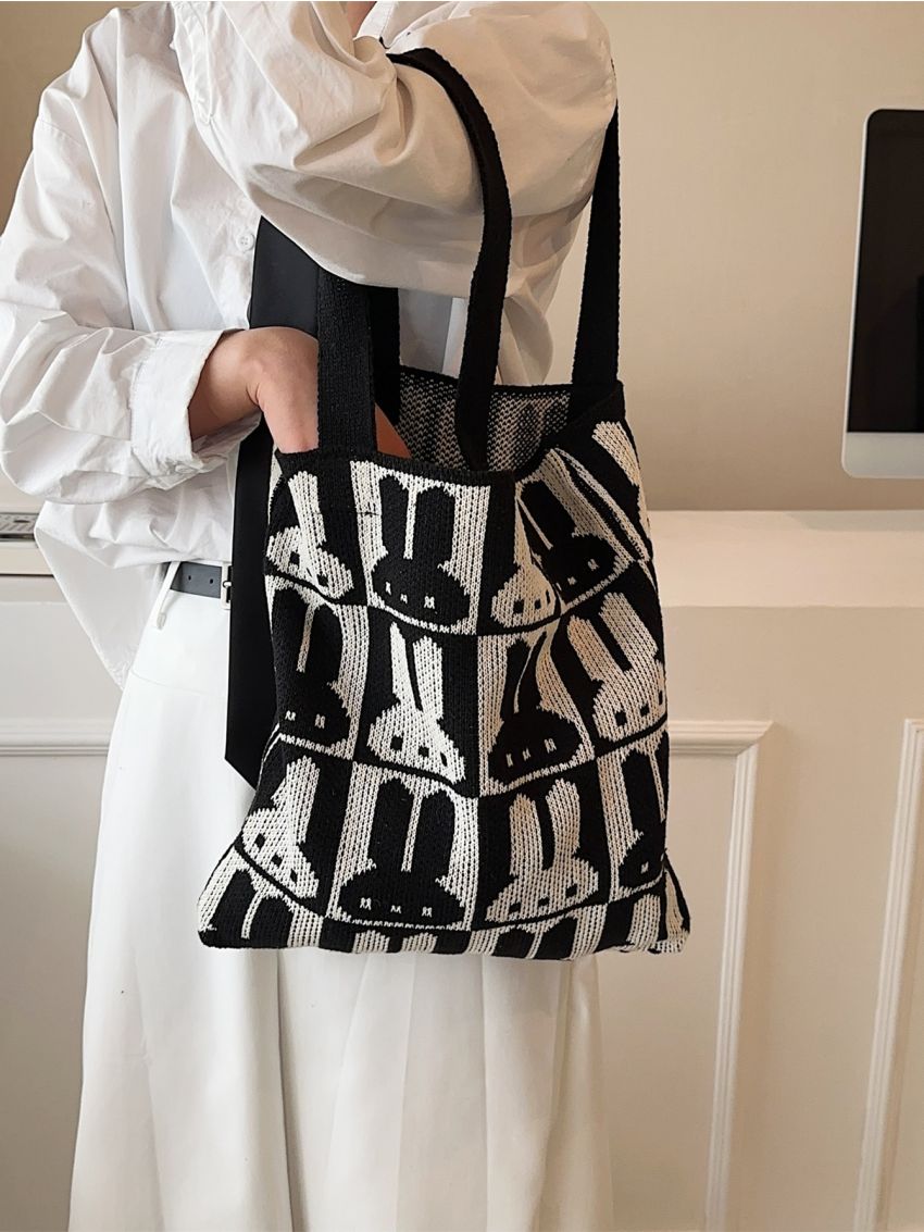 Cartoon Rabbit Graphic Crochet Bag