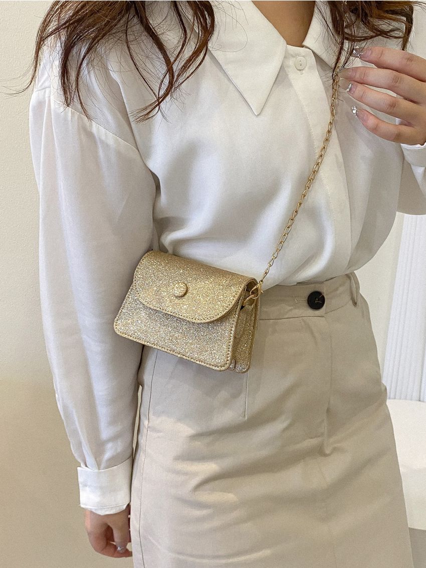 Mini Glitter Flap Square Bag