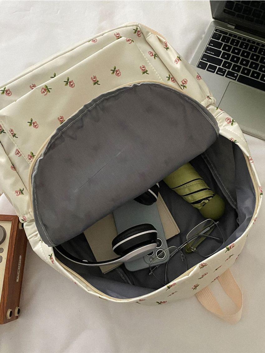 Floral Graphic Classic Backpack With Bag Charm