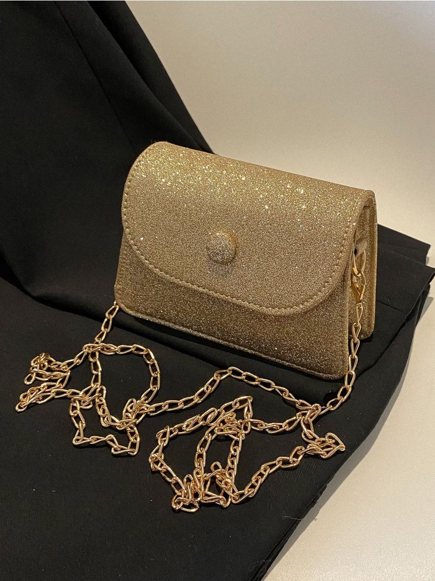 Mini Glitter Flap Square Bag