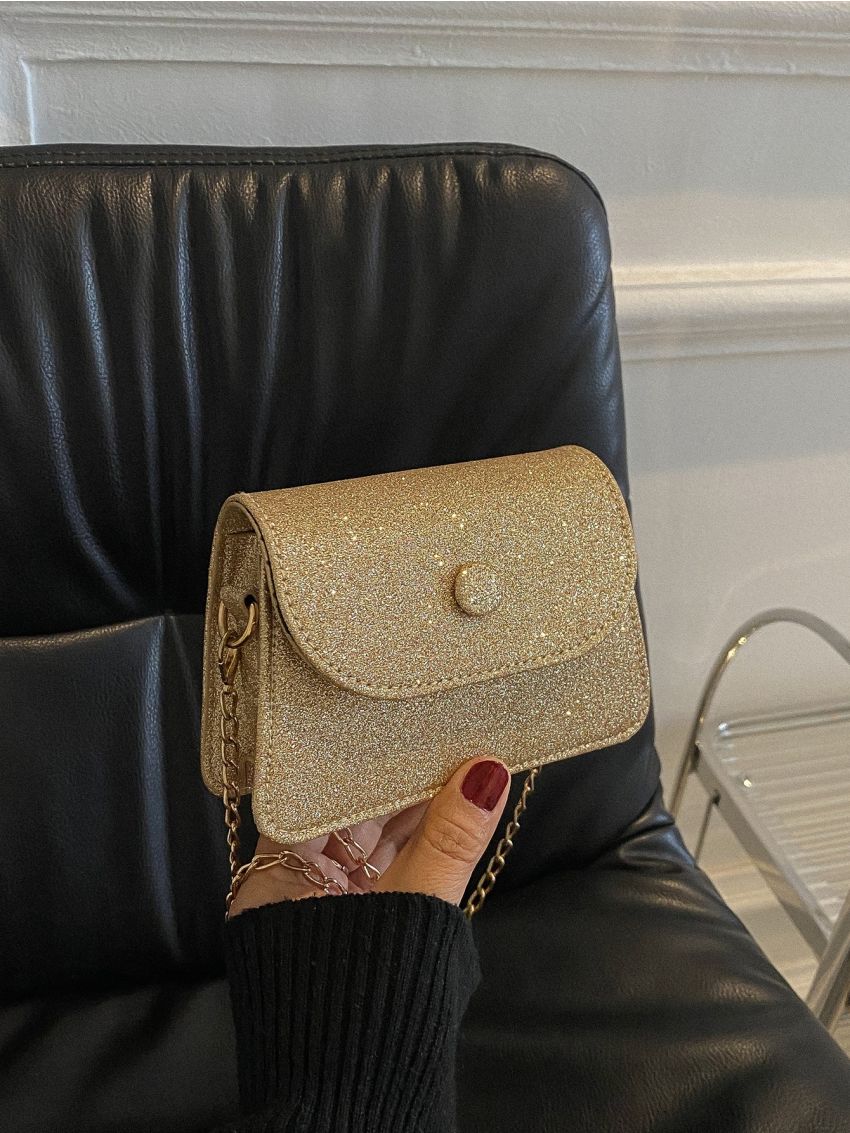 Mini Glitter Flap Square Bag