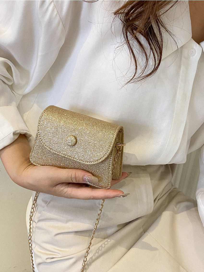 Mini Glitter Flap Square Bag